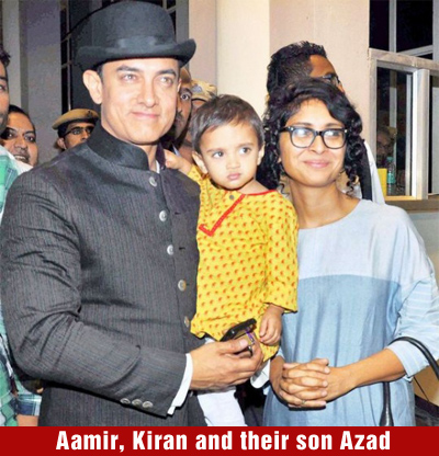 Aamir, Kiran and their son Azad