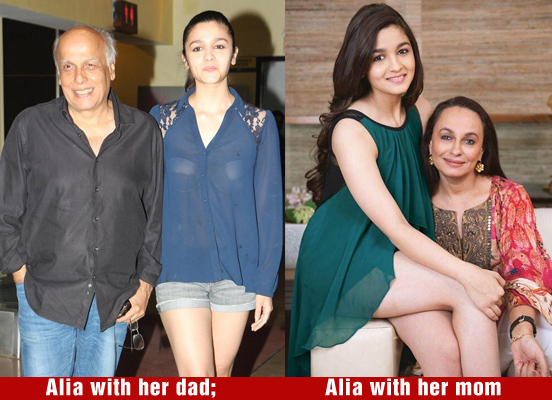 Alia with her mom and with her dad
