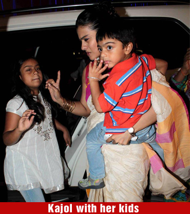 Kajol with her kids