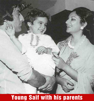 Saif Ali Khan with his parents Mansoor Ali Khan Pataudi and Sharmila Tagore